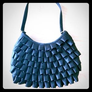 2/$20 Vintage Black Satin Mini Ruffle Purse